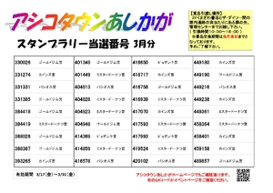 3月スタンプラリー当選番号