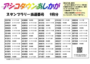 2024年9月スタンプラリー当選番号