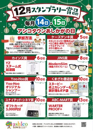 12月スタンプラリー賞品について