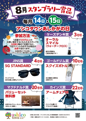 8月スタンプラリー賞品について